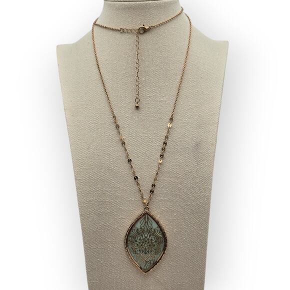 Boho Mandala Teardrop Pendant Necklace - Picture 1 of 8